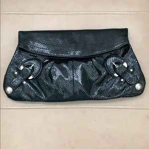 All LEATHER Hype snakeskin embossed large clutch
